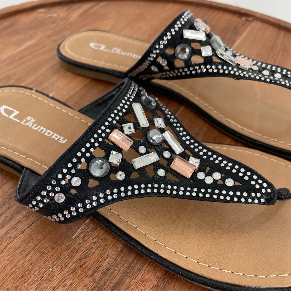 CL Laundry Beaded Sandals black silver, size 8.5 - Picture 4 of 7
